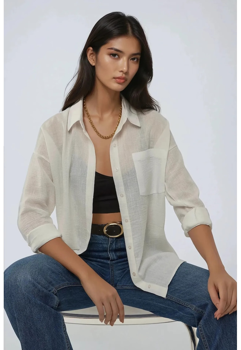 Camasa dama poliester - regular fit - alb