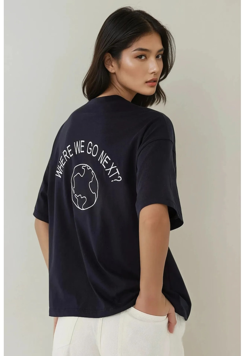 Tricou imprimeu pe spate - Albastru marin