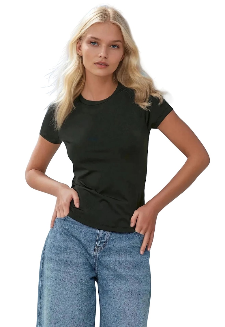 Tricou dama slim fit - bumbac - negru