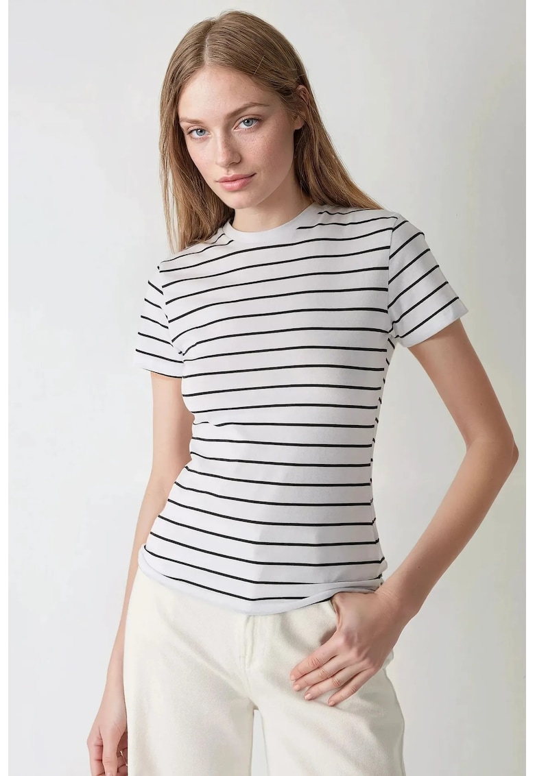 Tricou dama - jerseu - cu dungi - Multicolor