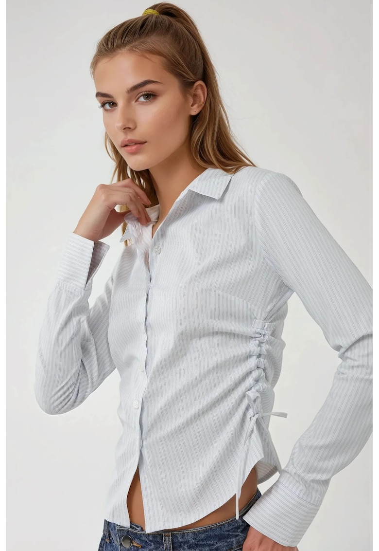 Camasa dama - textil - cu dungi - albastru deschis