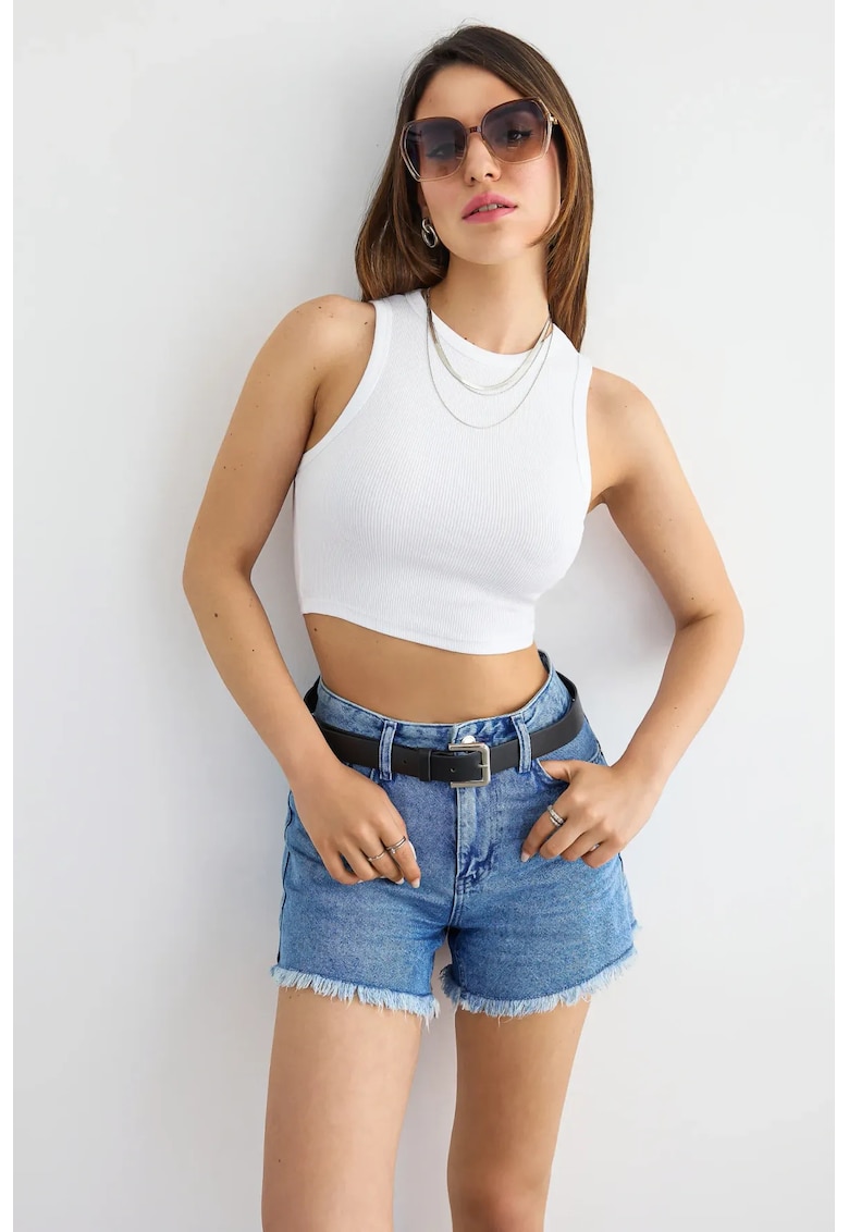 Maiou Basic Tesut guler rotund - bej - bumbac