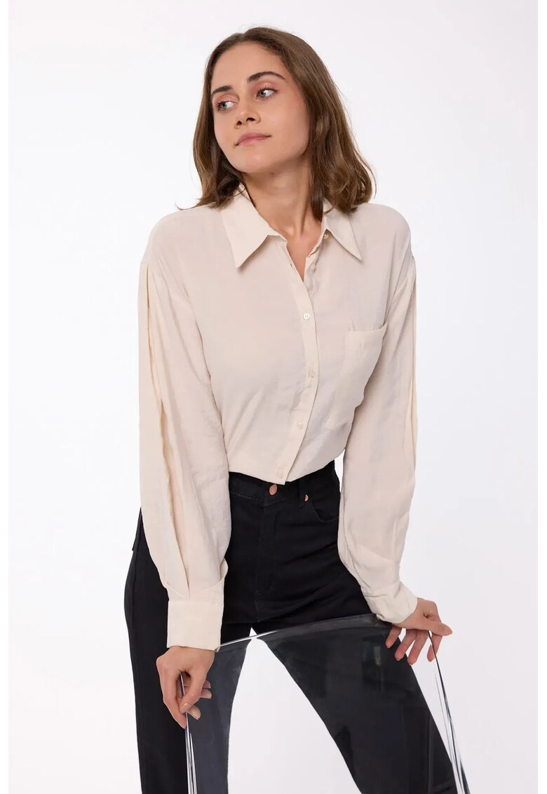 Camasa clasica dama - textil - bej