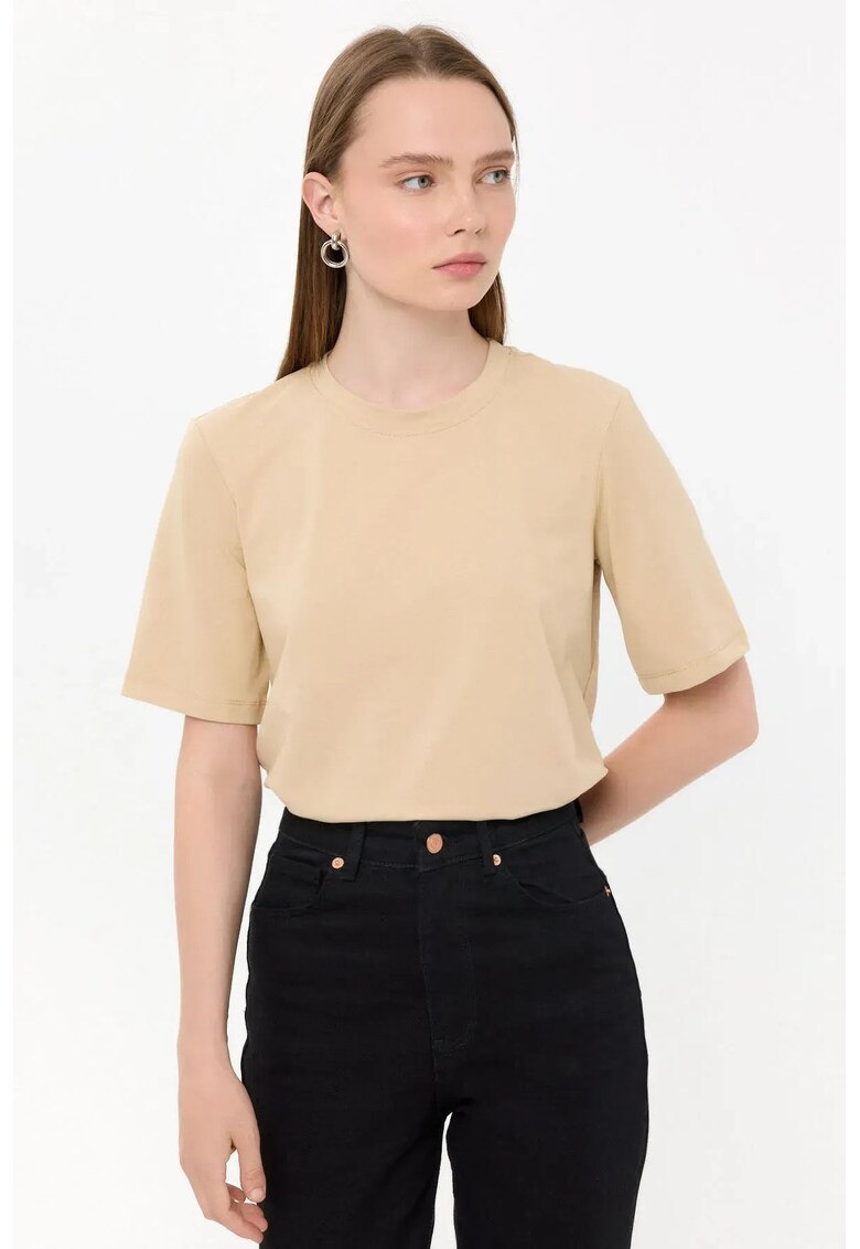 Tricou Basic - maneca scurta - guler rotund - bej - bumbac