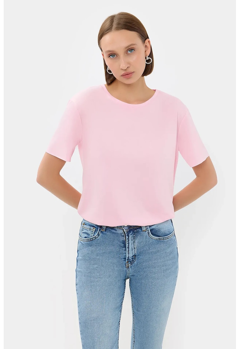 Tricou uni cu decolteu rotund
