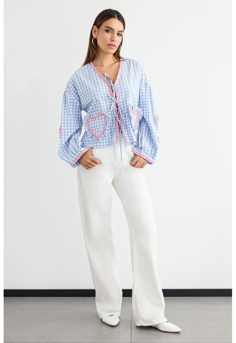 Bluza dama in carouri albastru - Albastru