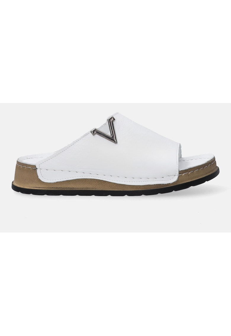 Papuci usori din piele cu aplicatie monogram