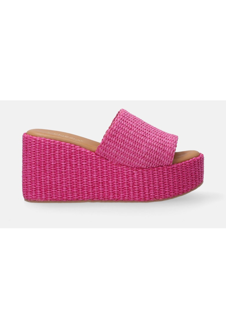 Papuci wedge uni din piele