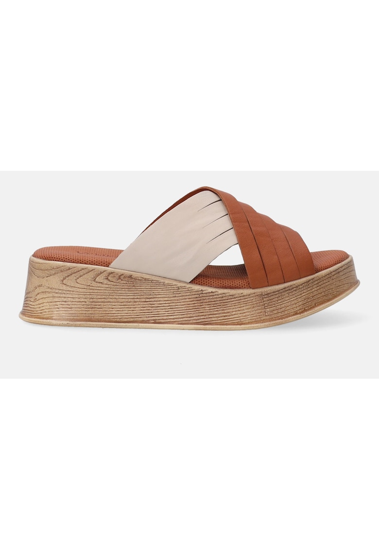 Papuci cu platforma din piele