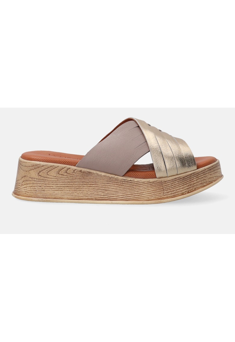 Papuci wedge din piele -