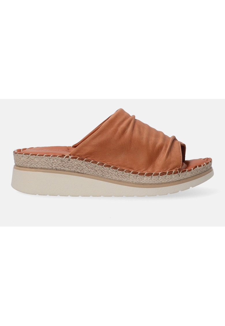 Papuci wedge uni din piele -
