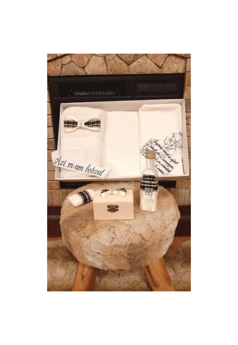 Trusou Pentru Botez Cu Fundite - Ingerasul Pazitor - Alb - Diverse - Set - Bumbac - Baieti - Alb - 1-3 luni