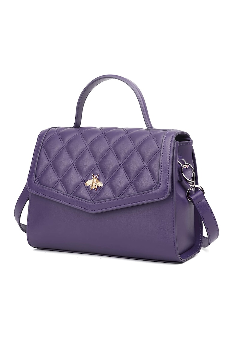 Geanta crossbody matlasata din piele cu clapa
