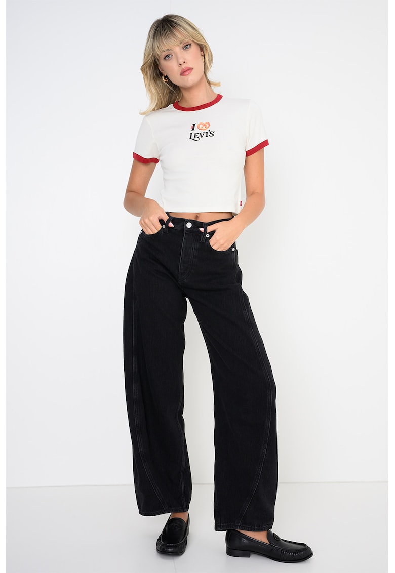 Levi's Youth Tricou crop cu imprimeu logo - Alb/Visiniu