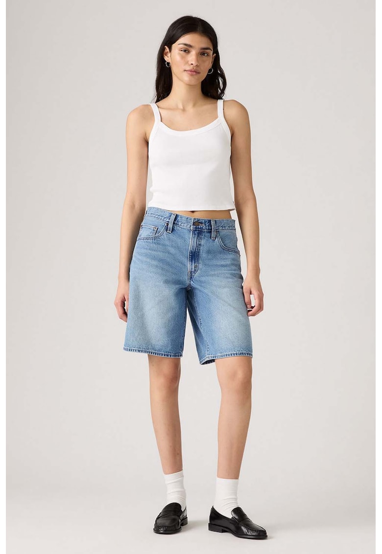 Blugi scurti relaxed fit cu talie medie Blugi scurti relaxed fit cu talie medie