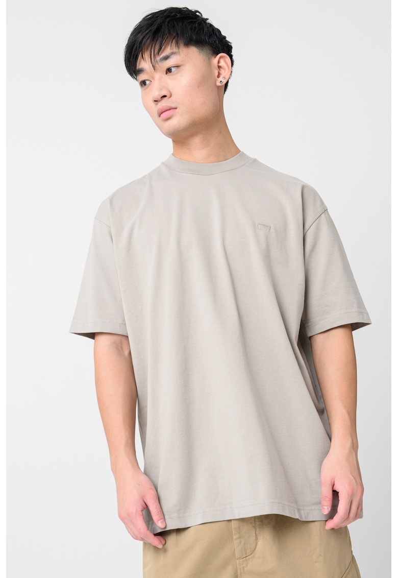 Tricou din bumbac cu decolteu la baza gatului - Grej