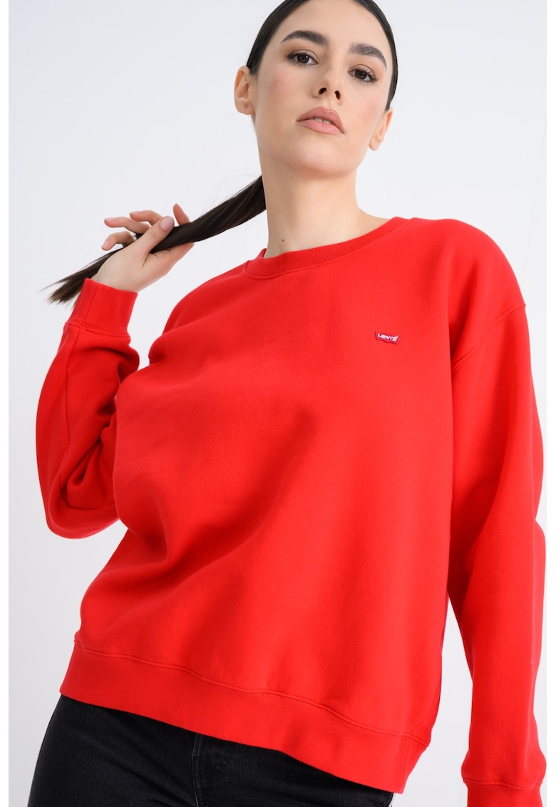 Bluza de trening cu croiala relaxed-fit si decolteu la baza gatului