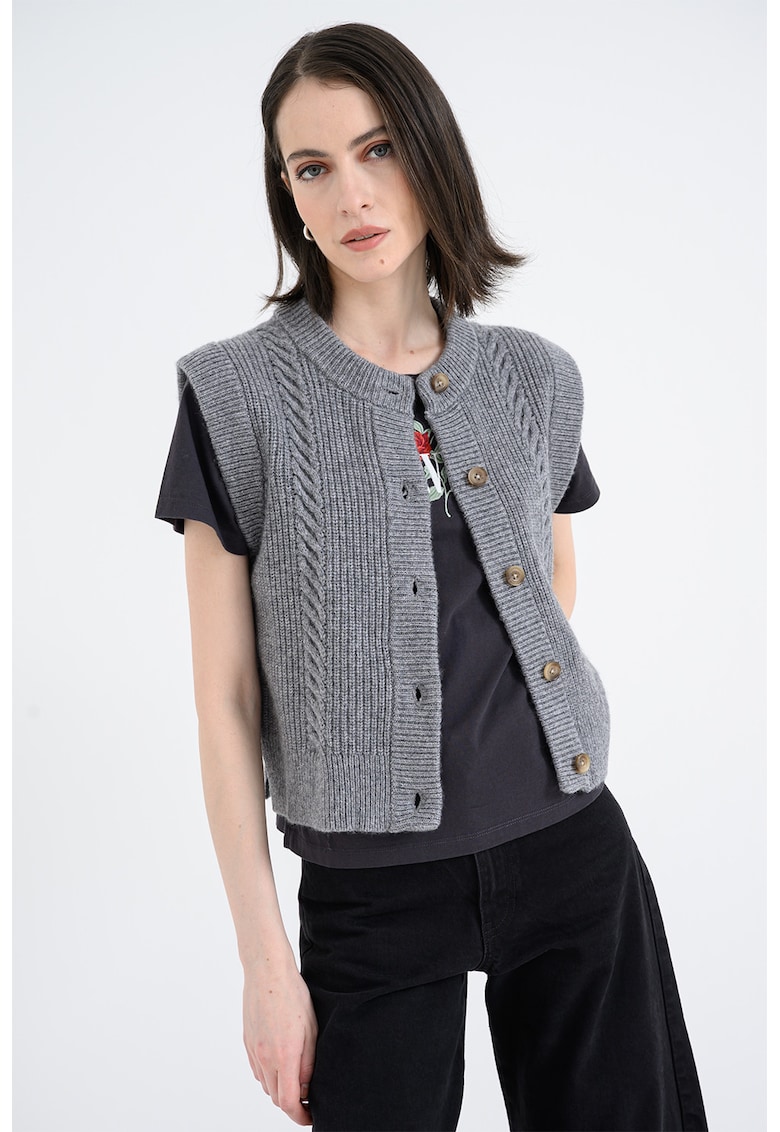 Cardigan din amestec de lana cu nasturi