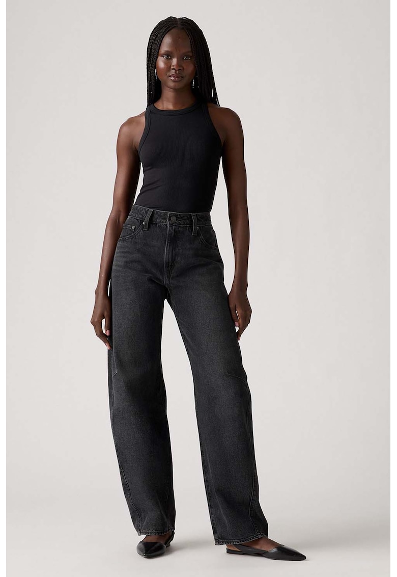 Blugi crop cu croiala barrel