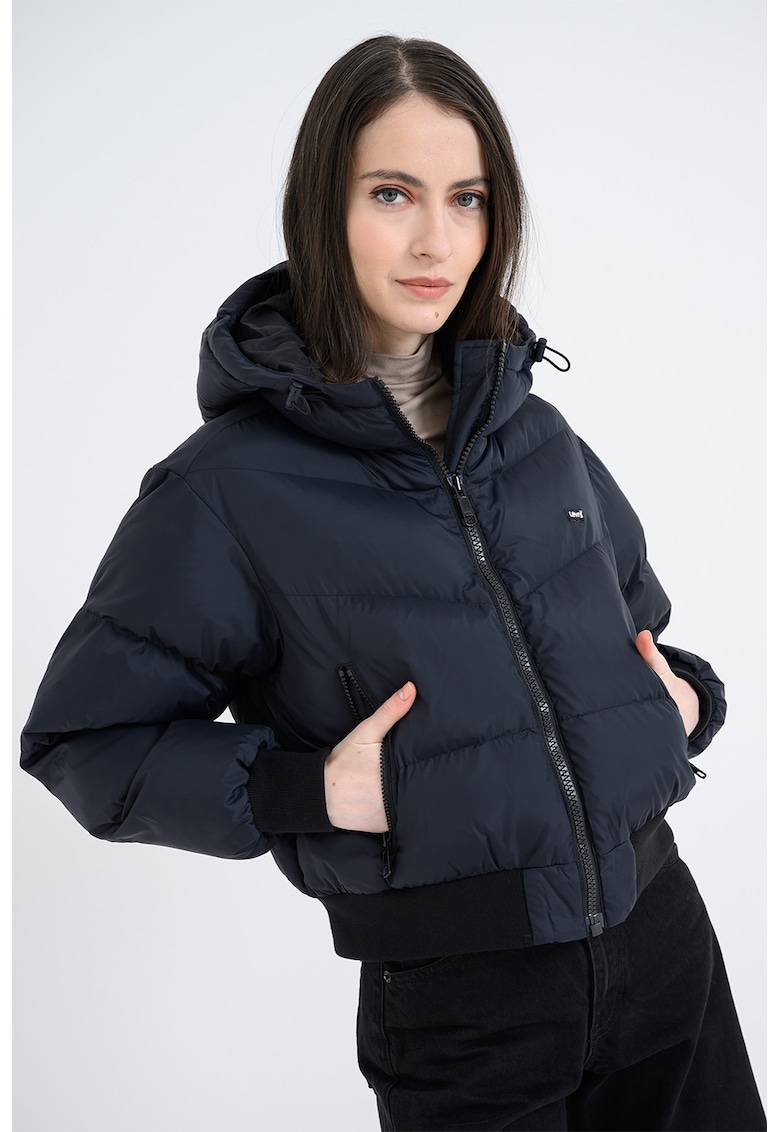 Geaca crop matlasata cu gluga