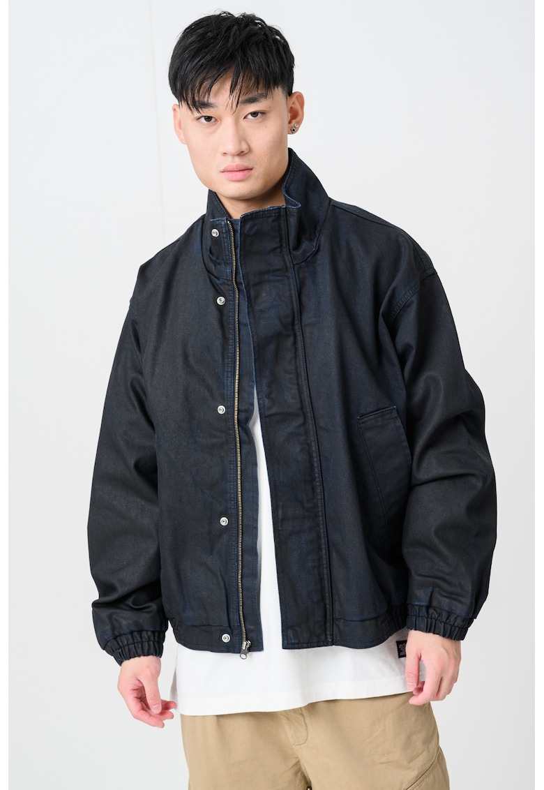 Jacheta din denim cu aspect decolorat - Albastru indigo