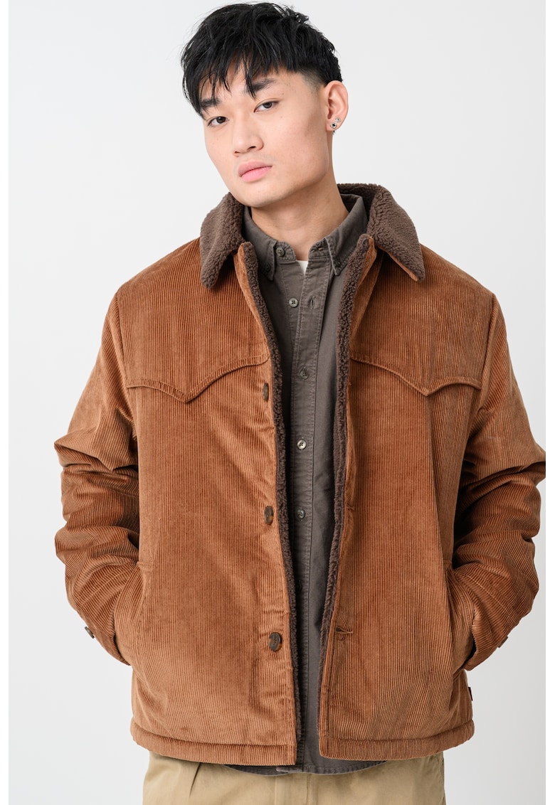 Jacheta din reiat cu captuseala din material teddy