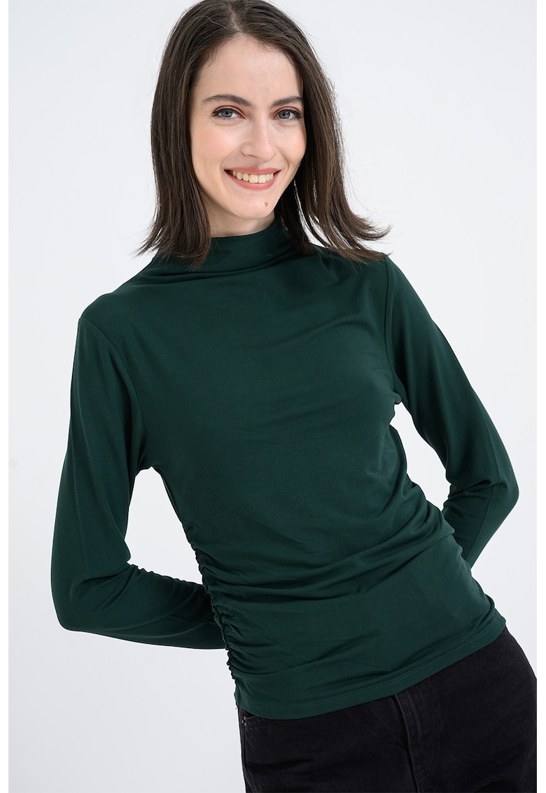 Bluza slim fit uni cu guler inalt