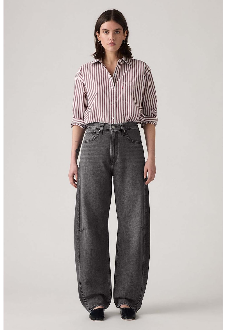 Blugi crop cu croiala barrel