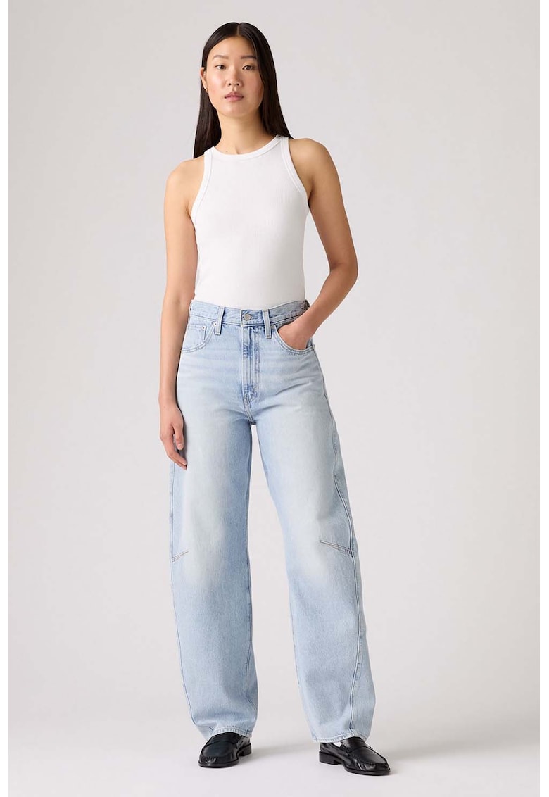 Blugi crop cu croiala barrel