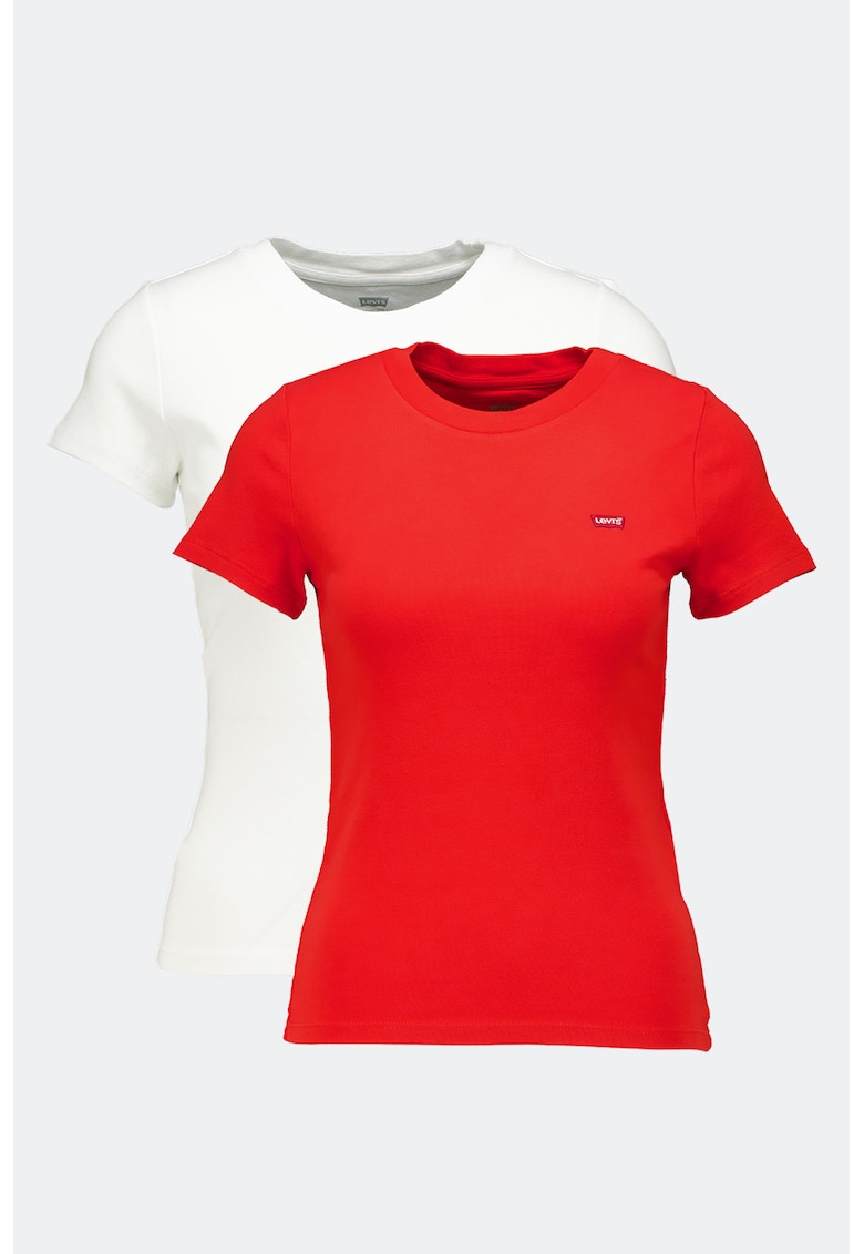 Set de tricouri slim fit de bumbac cu decolteu rotund - 2 piese