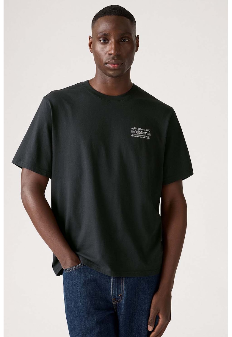 Tricou lejer de bumbac - Alb/Gri antracit