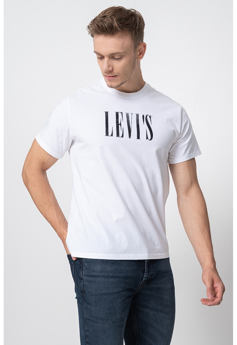 Tricou lejer de bumbac - Alb murdar/Gri inchis