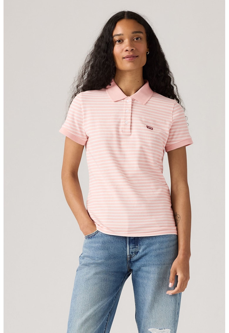 Tricou polo slim fit din material pique