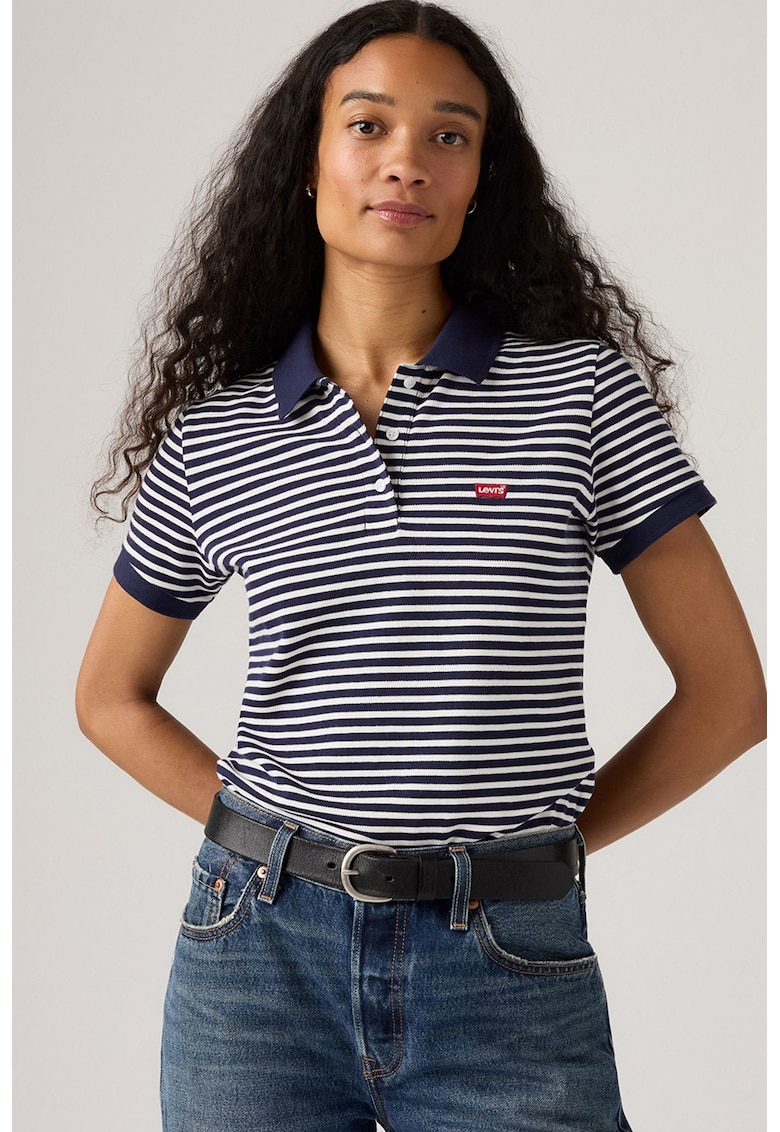 Tricou polo slim fit din material pique