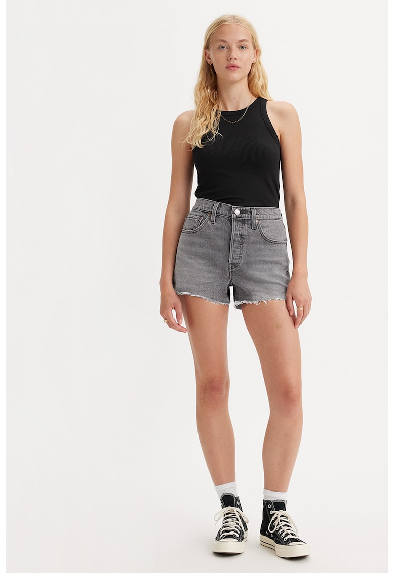 Blugi scurti cu talie inalta 501® - Gri deschis