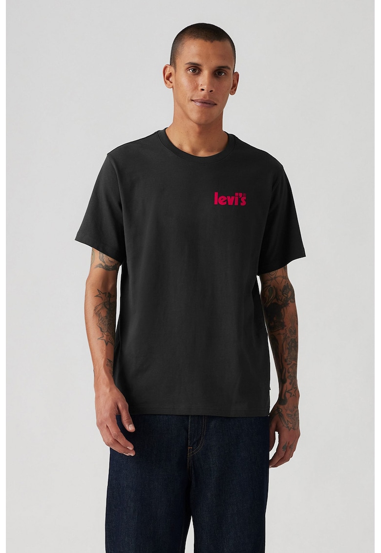 Tricou cu imprimeu logo - Rosu/Negru/Ametist
