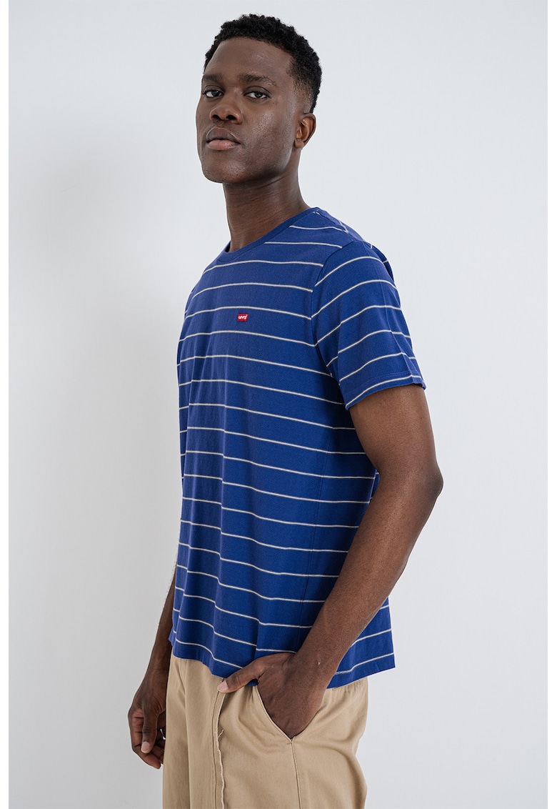 Tricou de bumbac Original Housemark - Alb/Albastru inchis