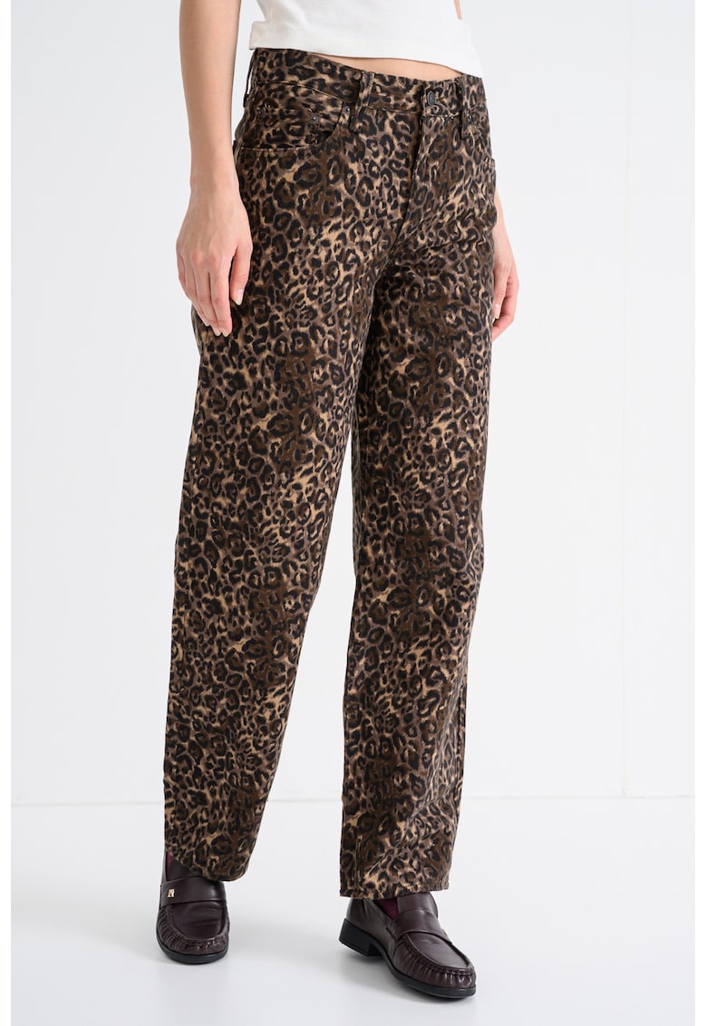 Blugi din amestec de in cu croiala ampla