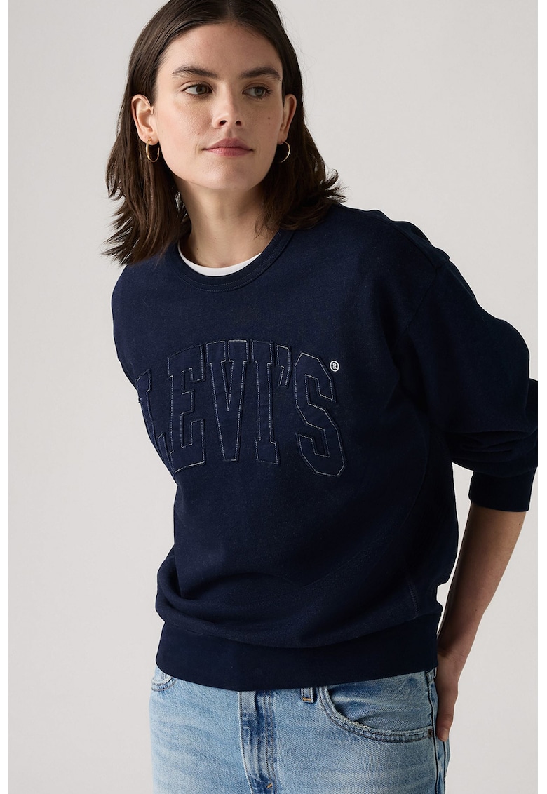 Bluza de trening din bumbac cu decolteu la baza gatului