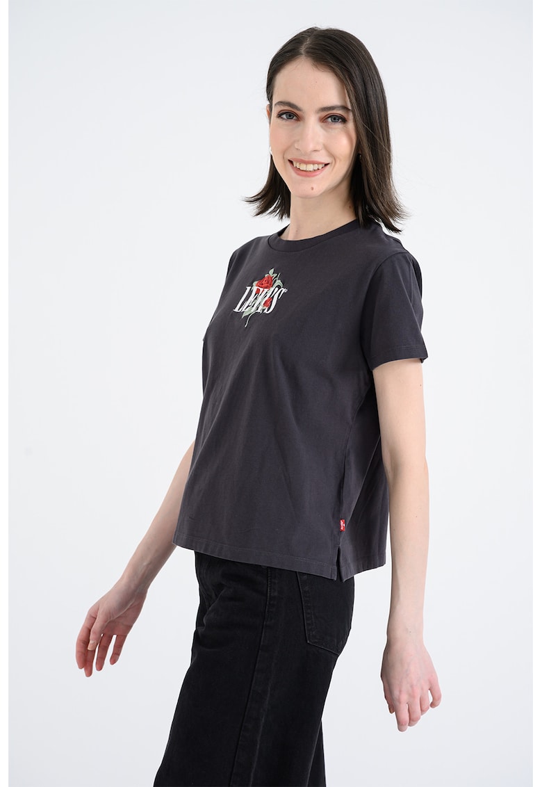 Tricou de bumbac cu logo in relief