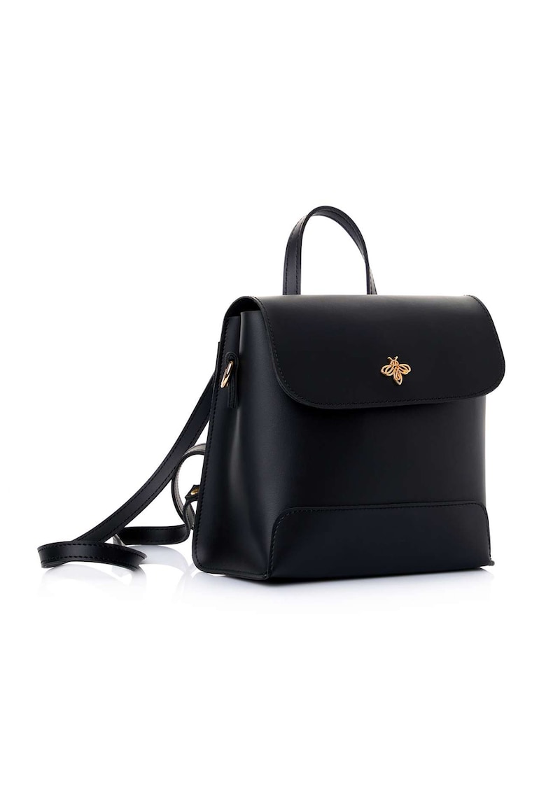 Geanta din piele ecologica cu bareta de umar si accesoriu metalic