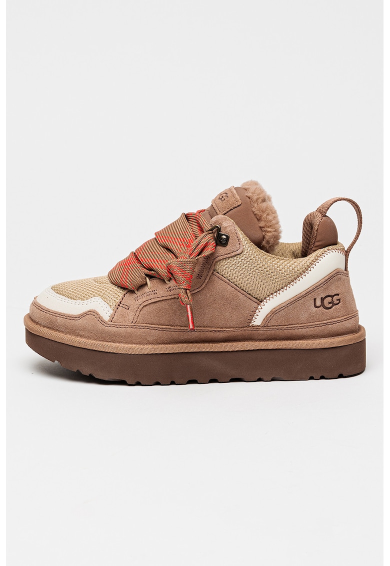 Pantofi sport cu insertii de piele intoarsa Lowmel - Kaki/Lila pal