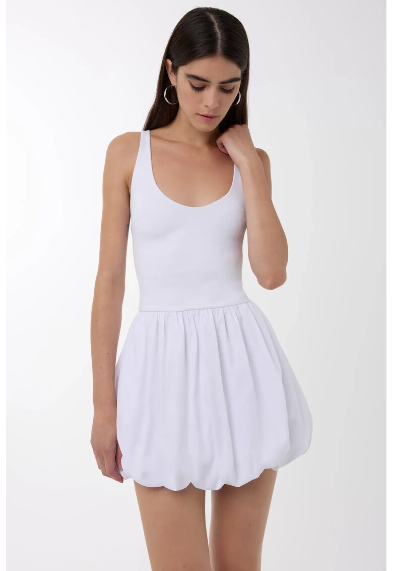 Rochie mini - fusta balon - alb