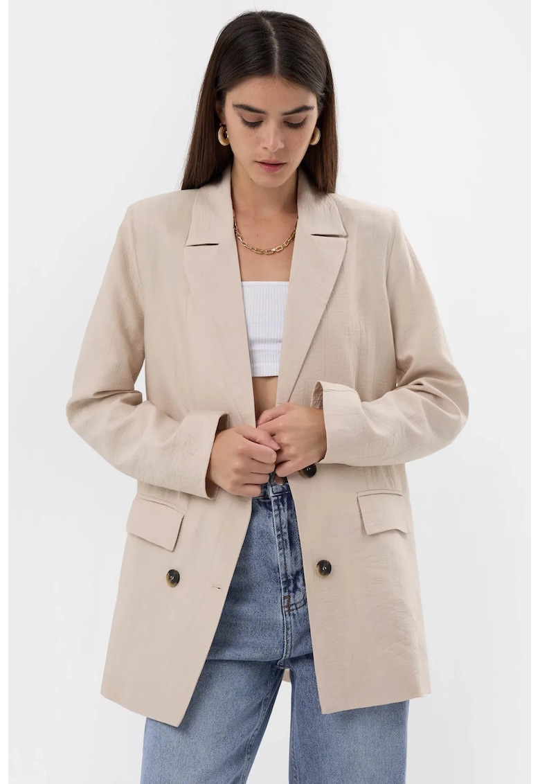 Sacou pentru dama croiala dreapta - viscoza/poliester - bej