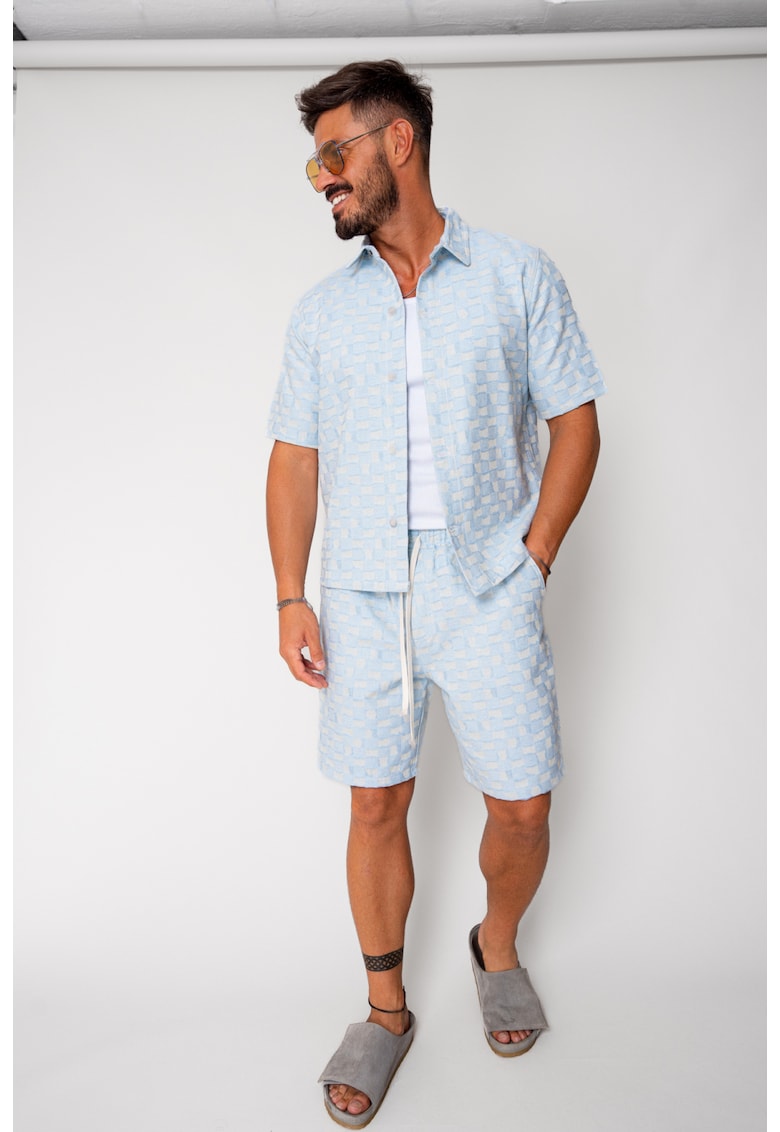 Set camasa si pantalon scurt din denim Blue/Beige 17260