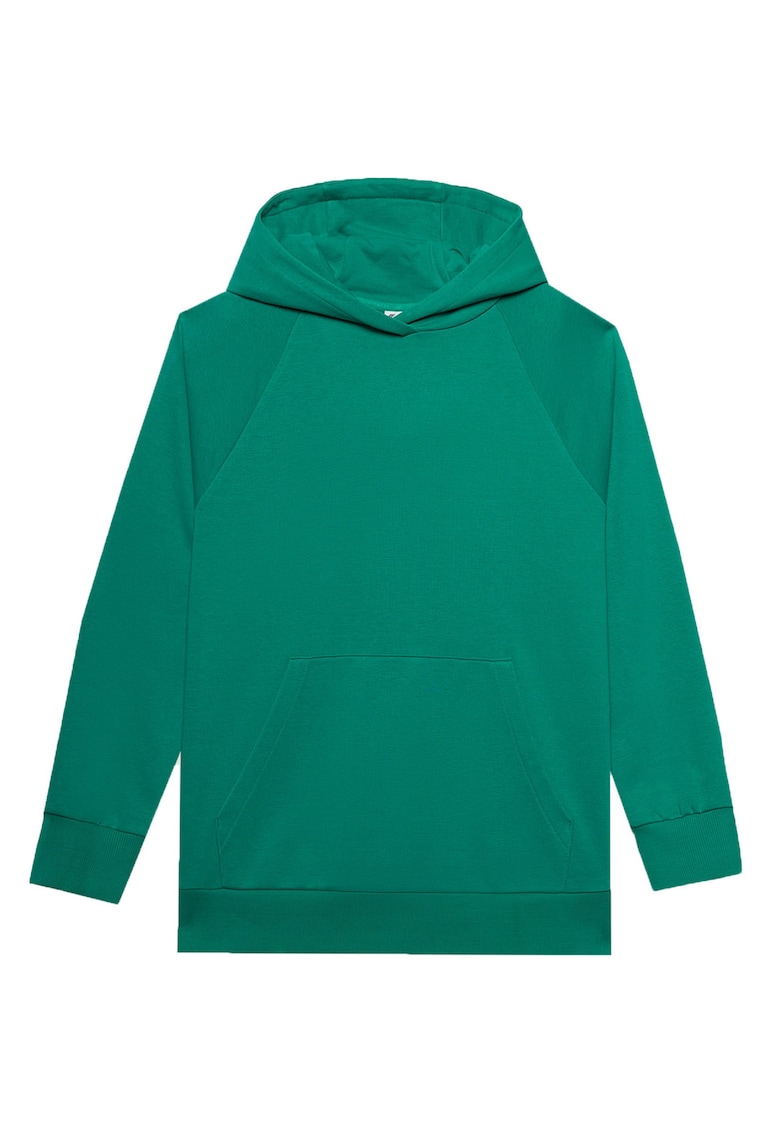 Hanorac dama F0955 verde - bumbac si poliester - gluga nedetasabila - maneci raglan -
