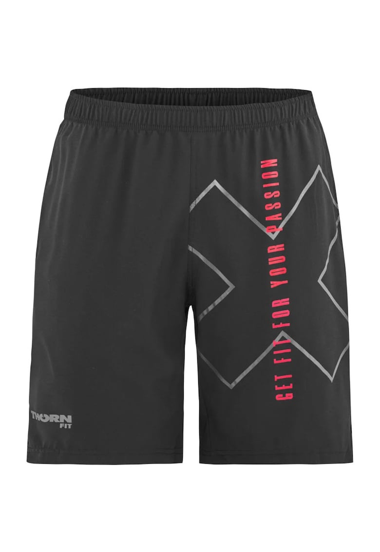 Pantaloni scurti de trening barbati - negri - jerseu elastic - 2 buzunare laterale