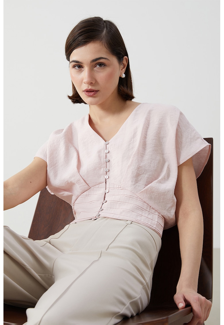 Bluza crop cu nasturi