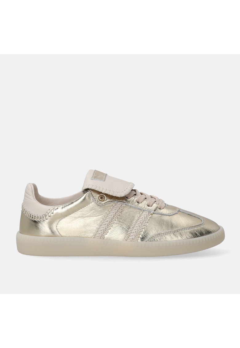 Pantofi sport de piele cu aspect metalizat si elemente decorative