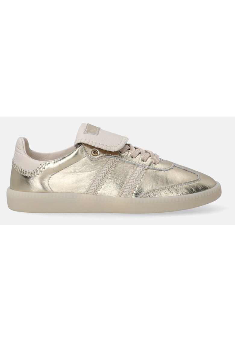 Pantofi sport de piele cu aspect metalizat si elemente decorative